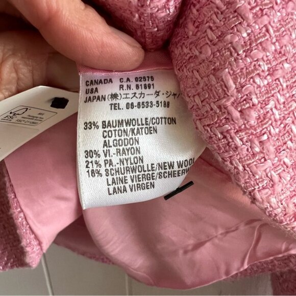 Escada Pink Women's Tweed Wool Blend Blazer Suit Jacket - Picture 5 of 15